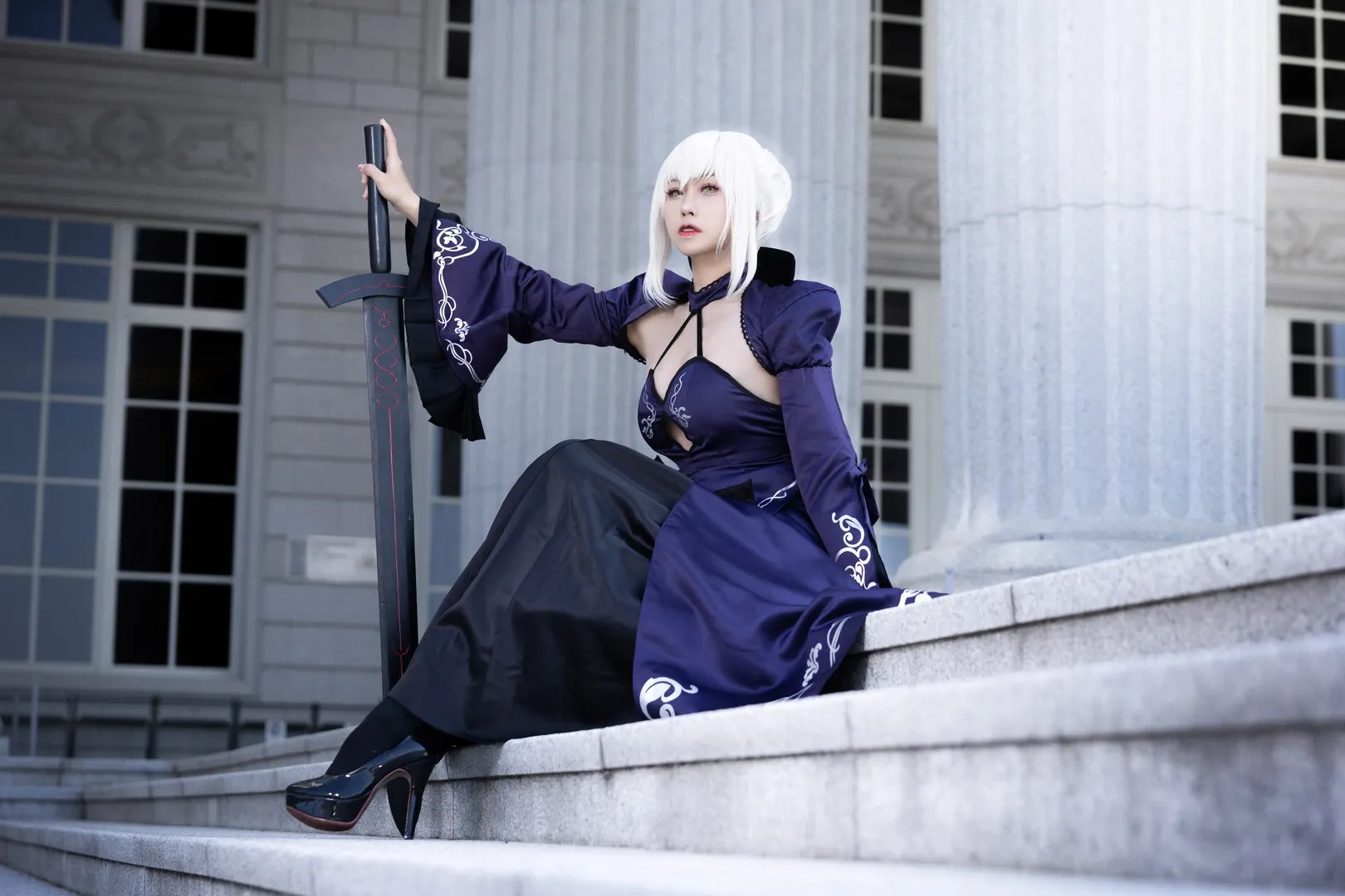 cosplay, Fate/Grand Order, 阿尔托莉雅cos, 人像摄影, 深紫礼服