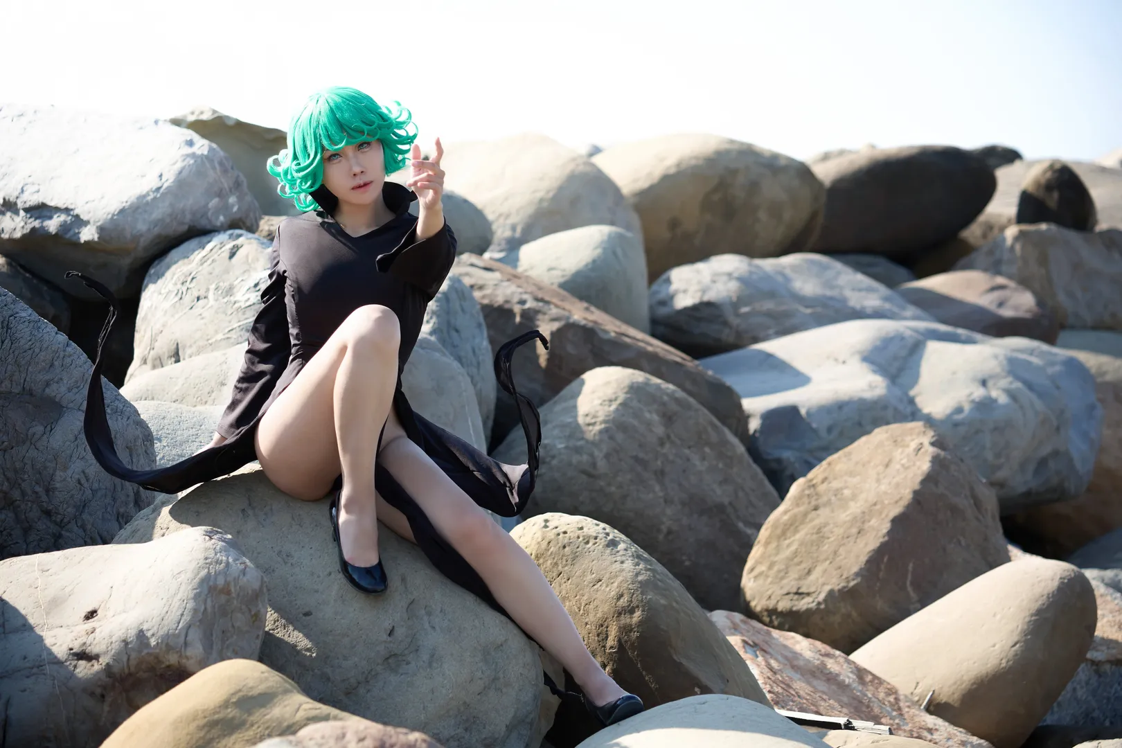 龙卷cos, 一拳超人, cosplay摄影, 海边外景, 战栗龙卷