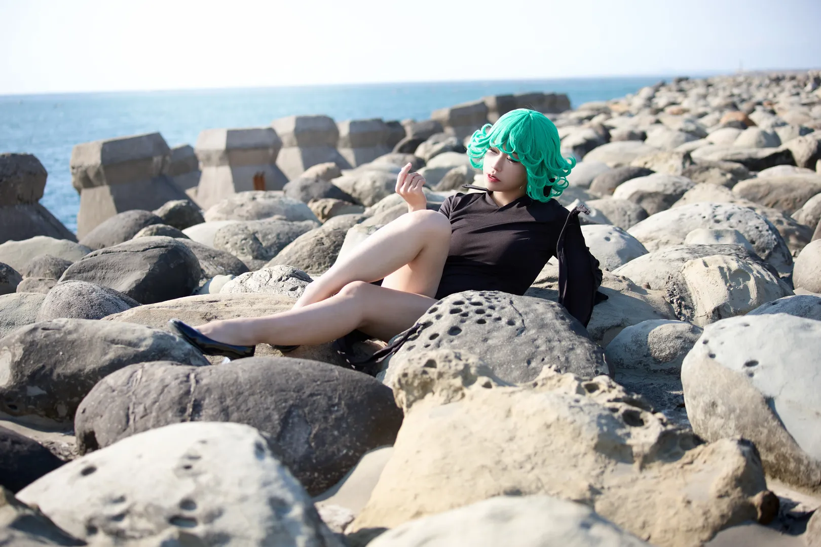 龙卷cos, 一拳超人, cosplay摄影, 海边外景, 战栗龙卷 - 第4张