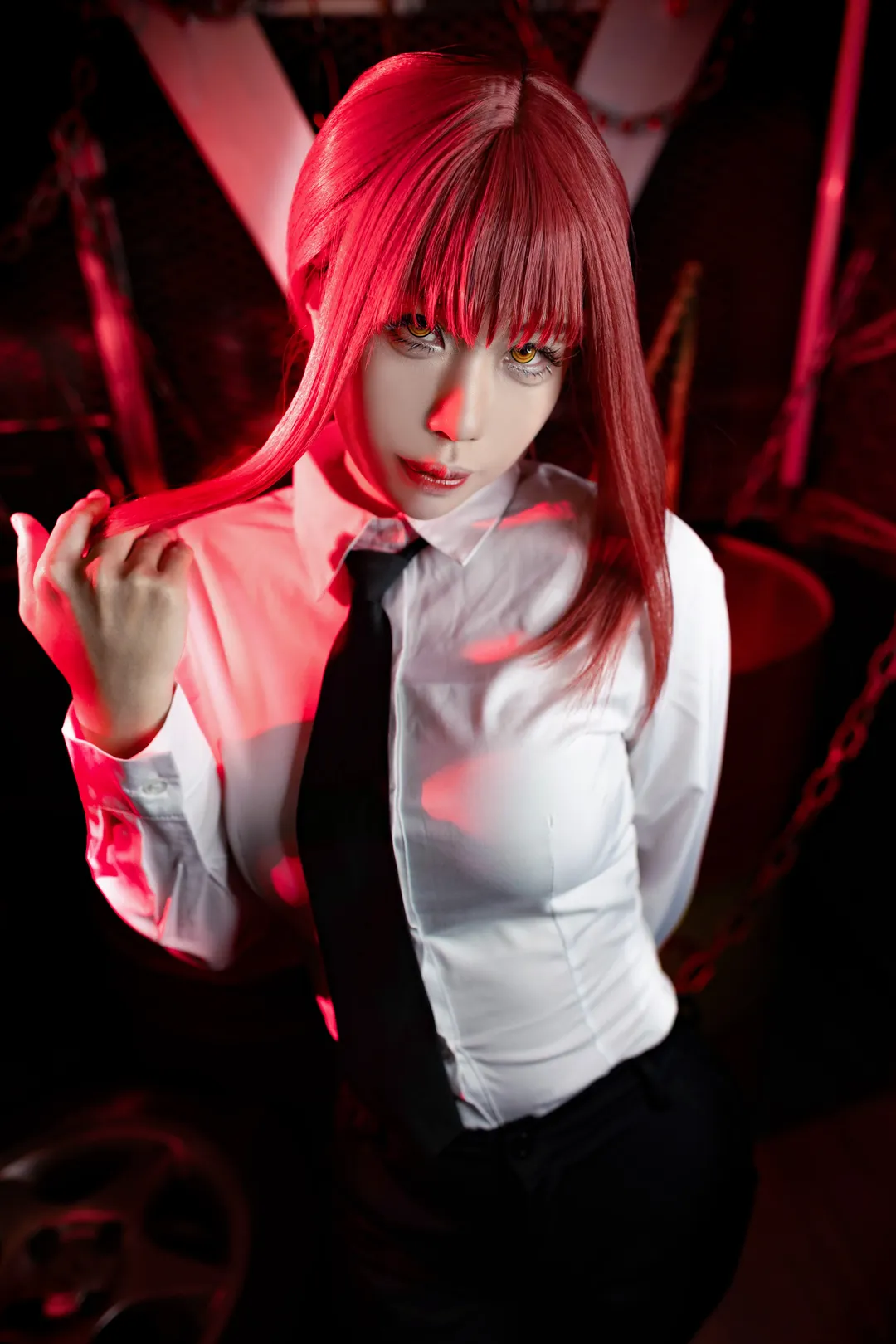 cosplay摄影, 玛奇玛cos, 暗黑风格, 链锯人, 红发美瞳 - 第6张