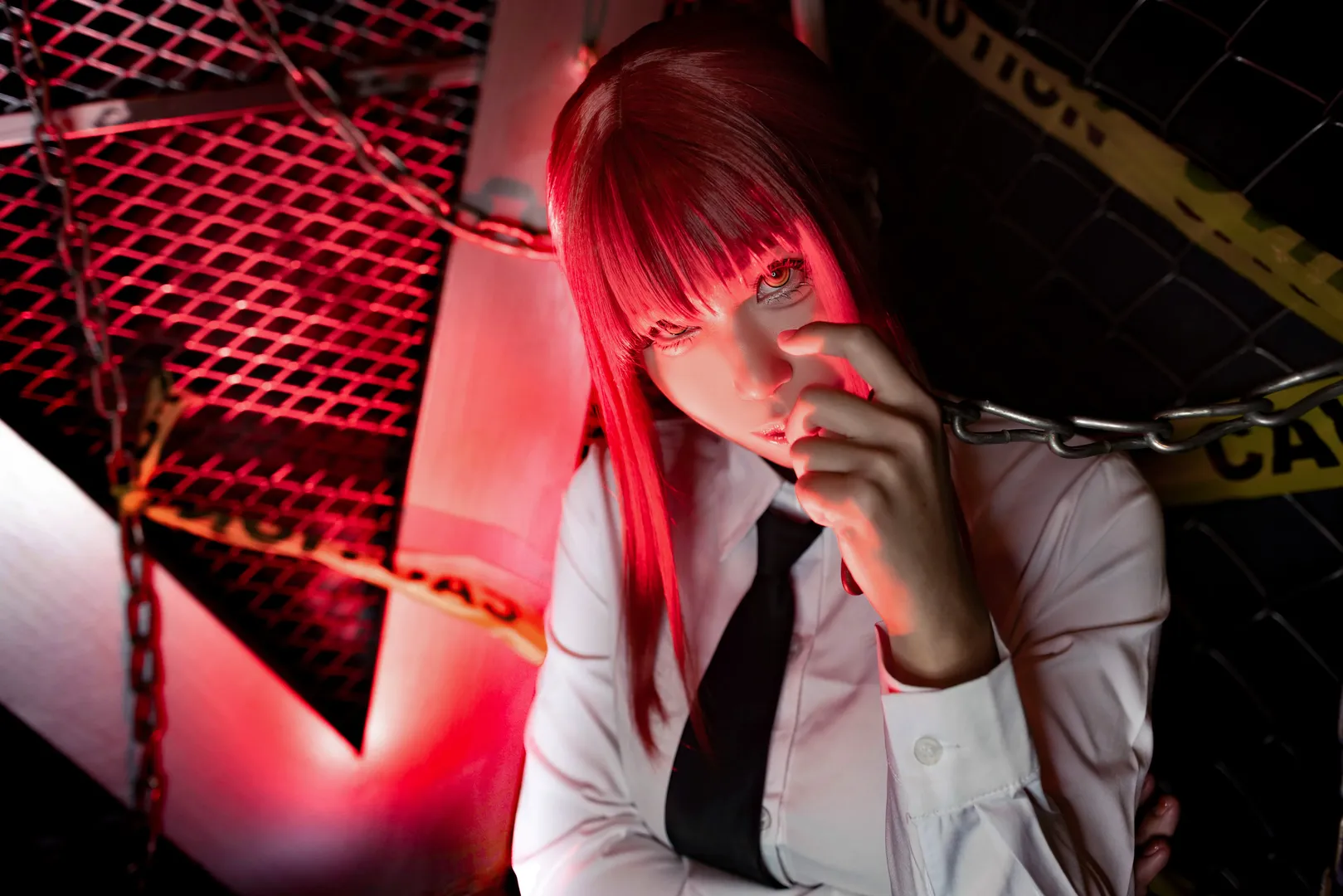 cosplay摄影, 玛奇玛cos, 暗黑风格, 链锯人, 红发美瞳 - 第8张