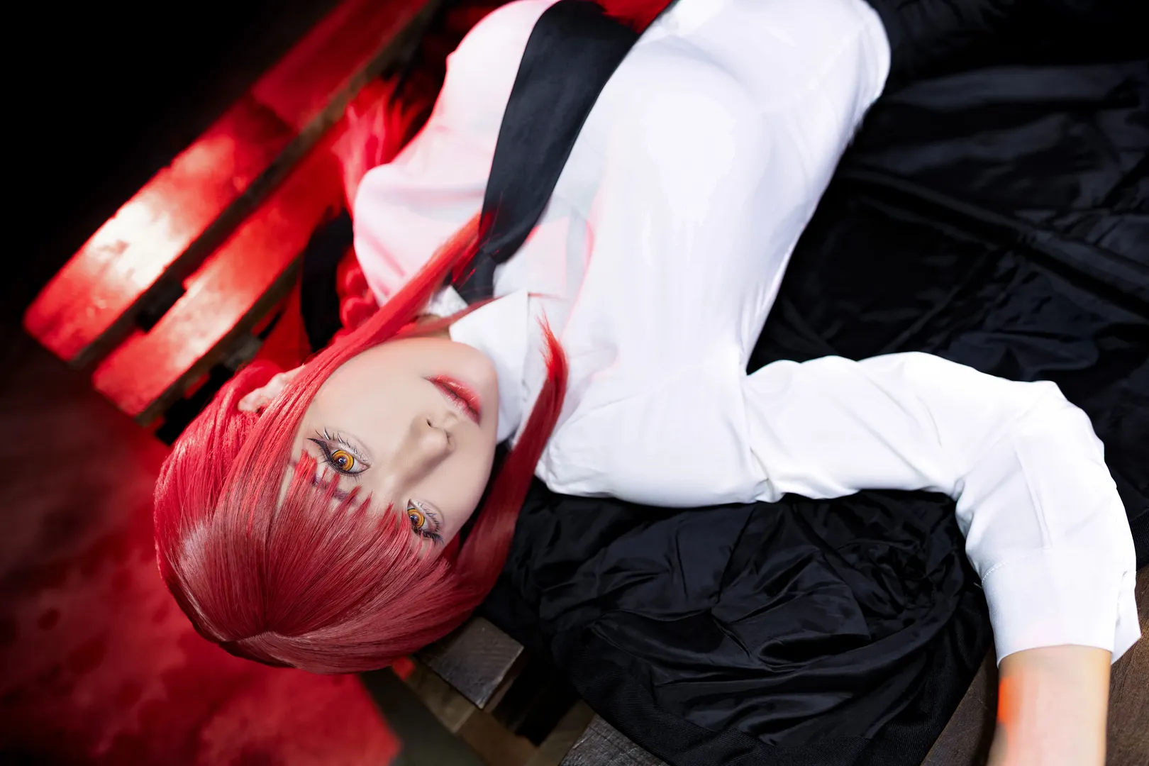 cosplay摄影, 玛奇玛cos, 暗黑风格, 链锯人, 红发美瞳 - 第9张