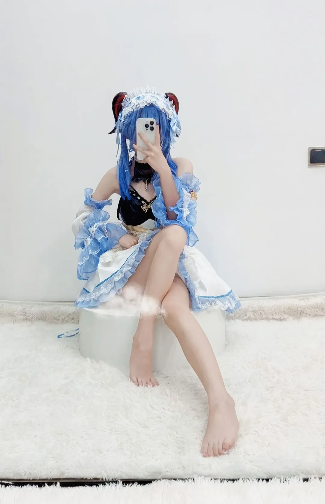 Genshin Impact, Ganyu Cosplay, Black tights outfit, Genshin Impact cosplay, Maid outfit cosplay - Image 3