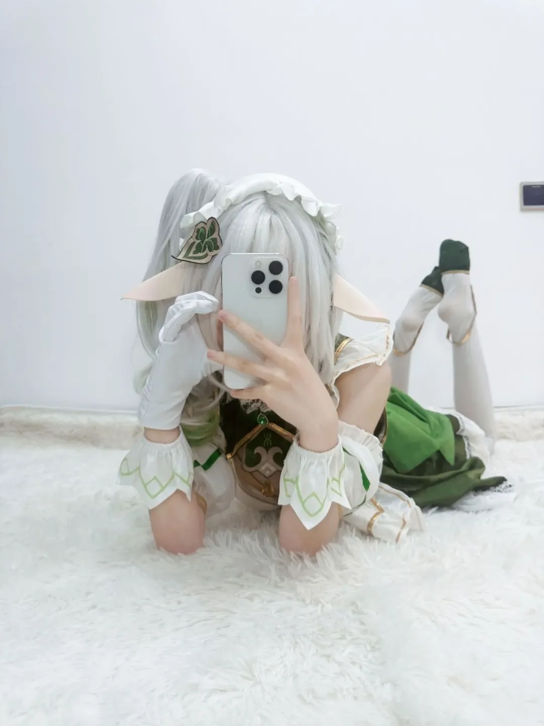 原神, cosplay, 納西妲cos, 白絲, 精靈耳