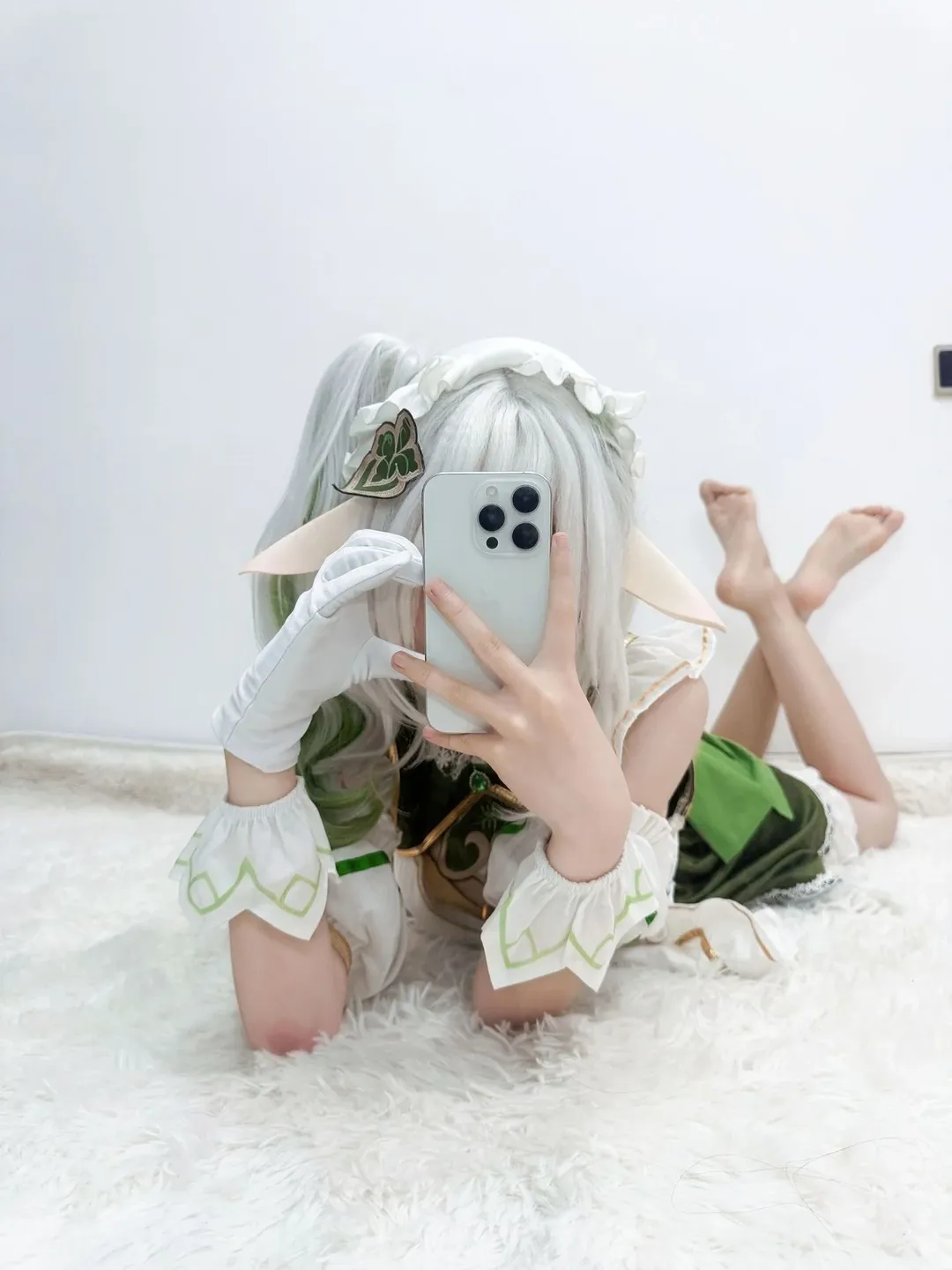 Genshin Impact, cosplay, Nahida Cosplay, White stockings, Elf ears - Image 2
