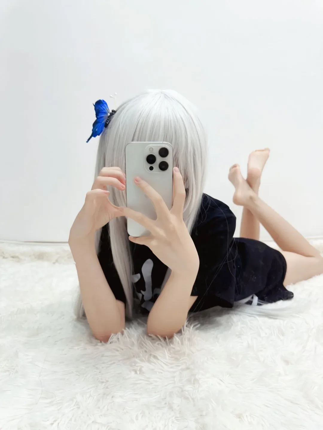 galgame, Ginka cos, 白毛假发, 居家摄影, 极简Cosplay