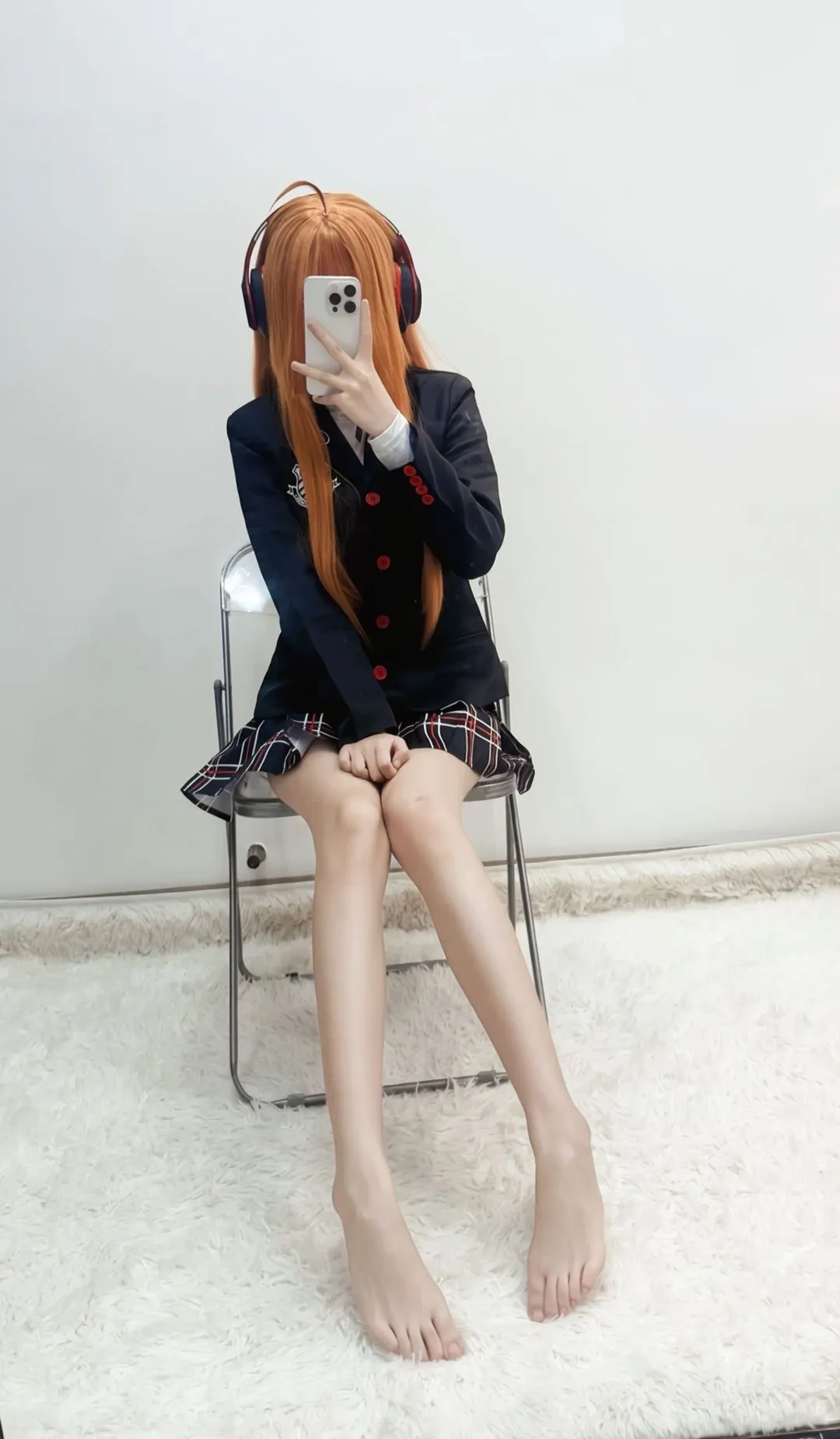 假发造型, 校园制服, 女神异闻录5, 佐仓双叶cos, 自拍姿势 - 第3张