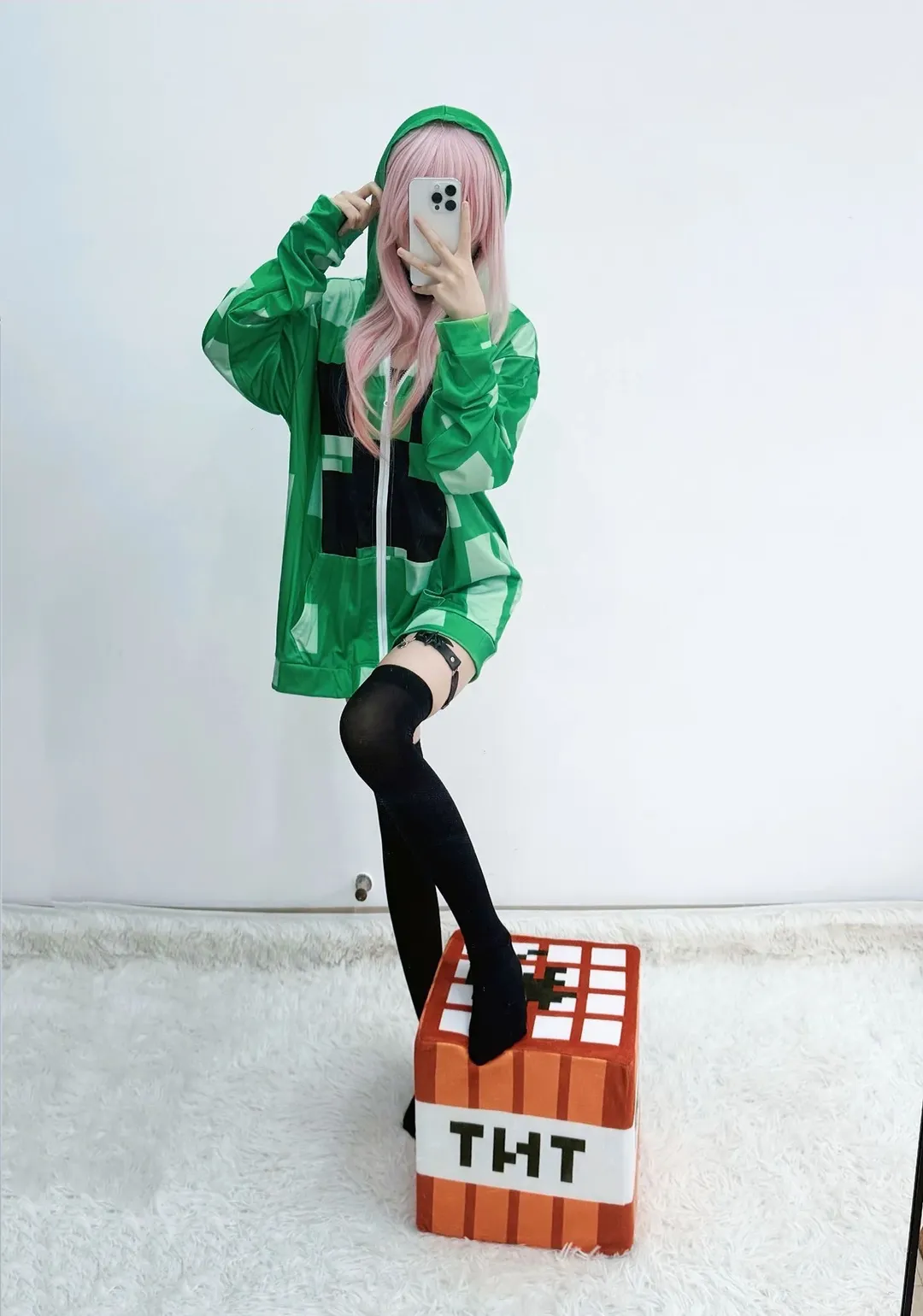 穿搭分享, cosplay道具, 苦力怕娘cos, 我的世界, 像素风穿搭 - 第1张