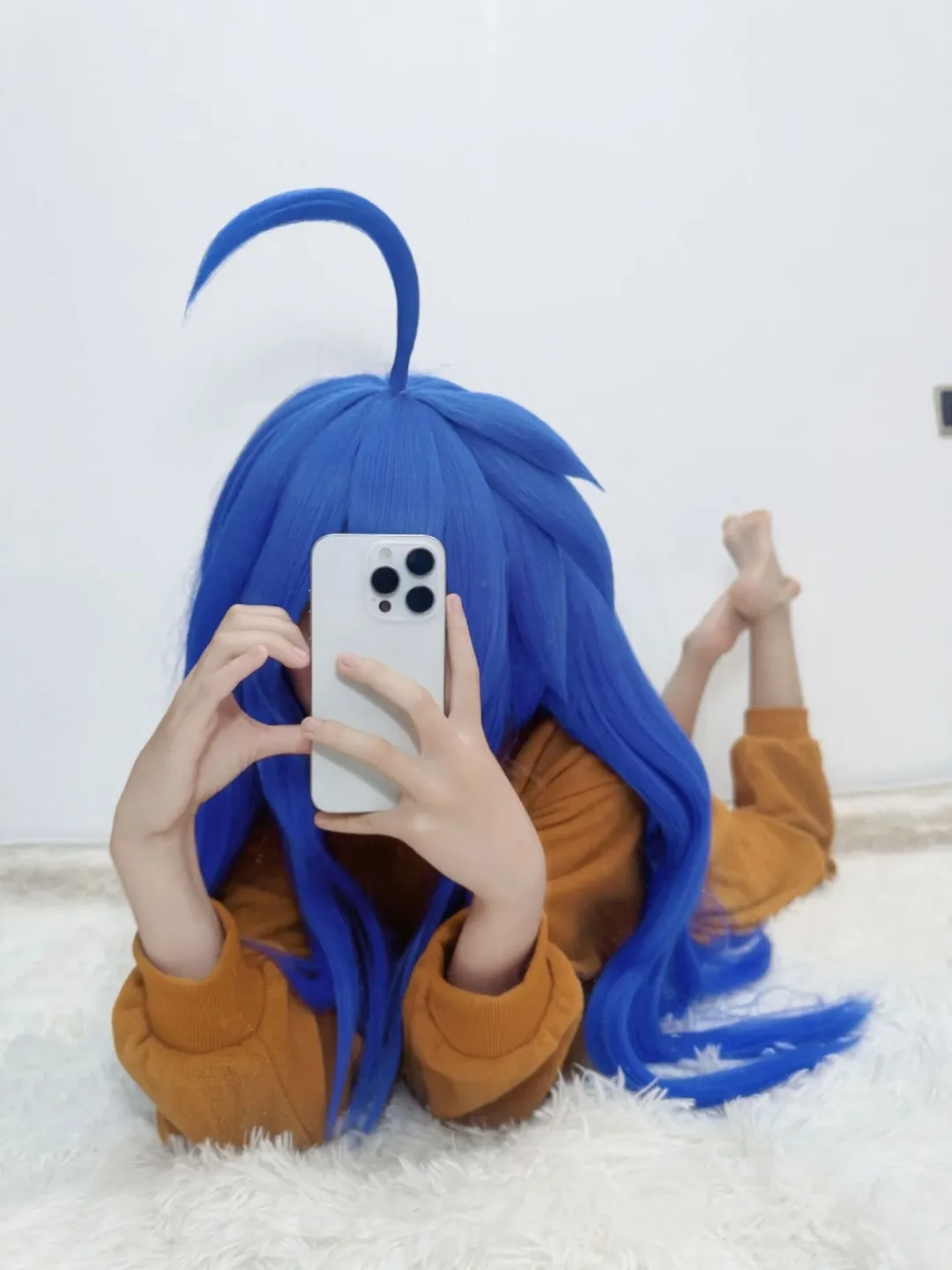 cosplay日常, 蓝色假发, 呆毛, 泉此方cos, 幸运星