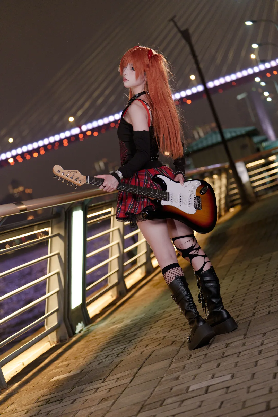 Night portrait, Asuka Cosplay, Neon Genesis Evangelion, Rock band, Cosplay outfit - Image 2