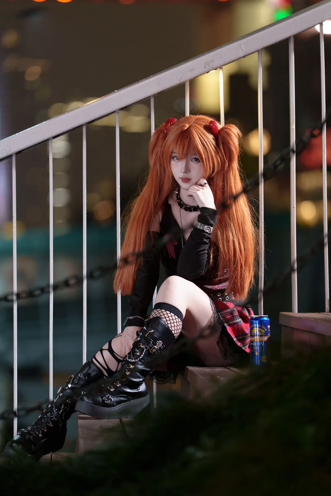 Night portrait, Asuka Cosplay, Neon Genesis Evangelion, Rock band, Cosplay outfit - Image 4