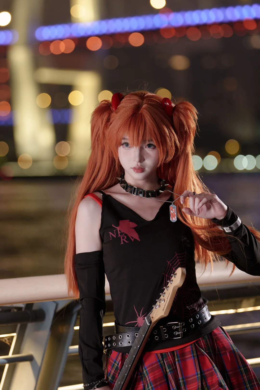 Night portrait, Asuka Cosplay, Neon Genesis Evangelion, Rock band, Cosplay outfit - Image 5