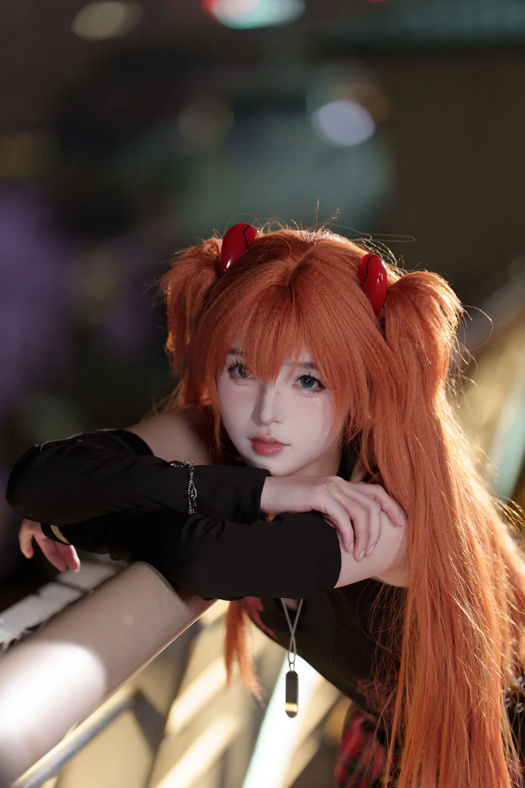 Neon Genesis Evangelion, Soryu Asuka Langley cosplay, Punk band cosplay, Motorcycle anime style, Nanpu Bridge photography - Image 3