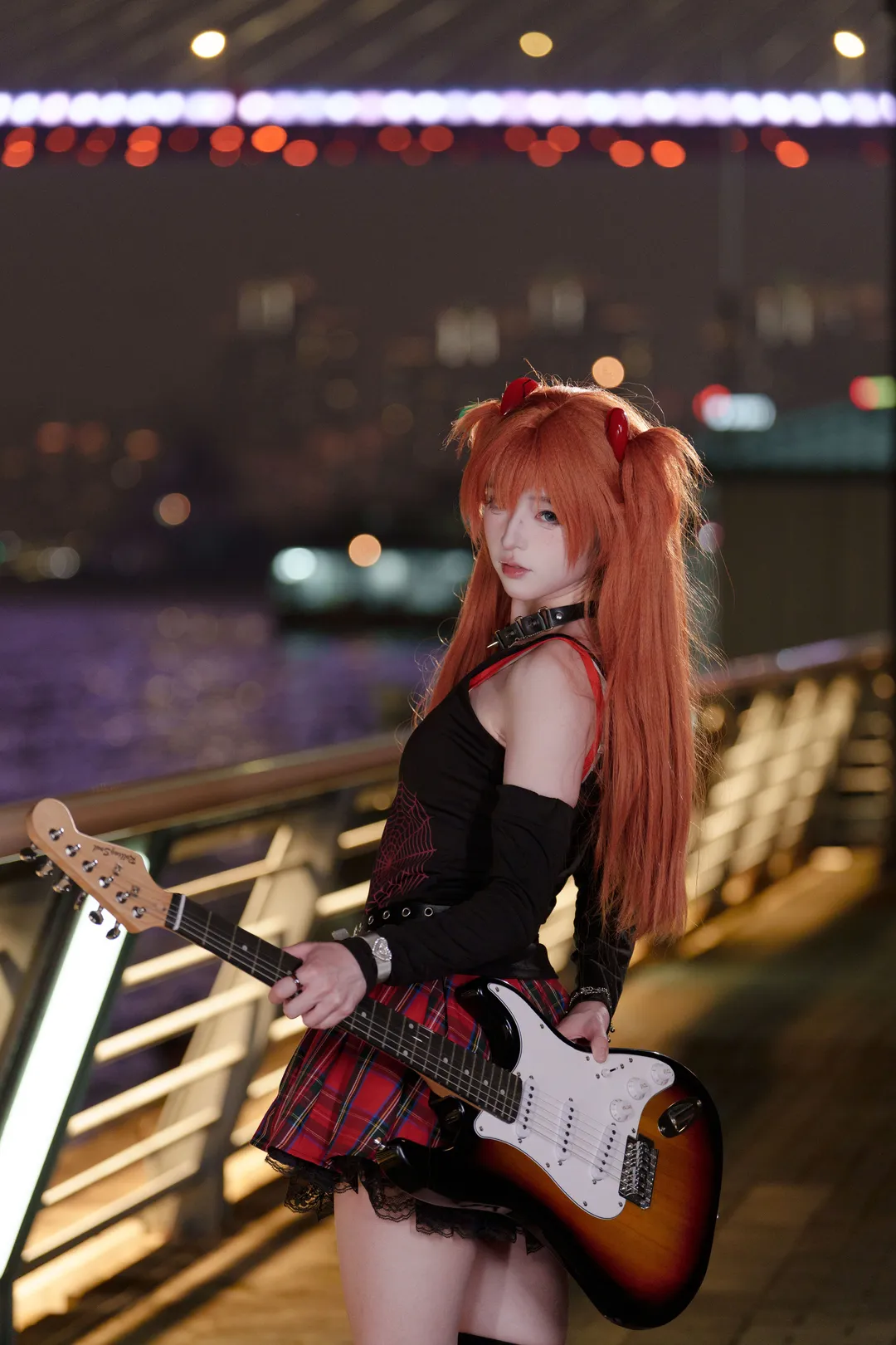 Neon Genesis Evangelion, Soryu Asuka Langley cosplay, Punk band cosplay, Motorcycle anime style, Nanpu Bridge photography - Image 4