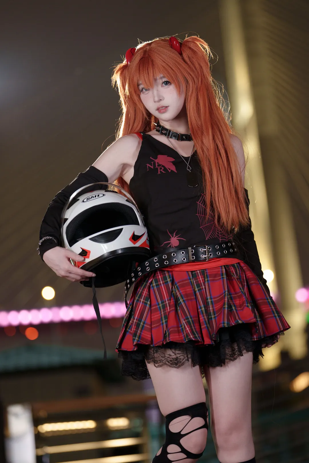 Neon Genesis Evangelion, Soryu Asuka Langley cosplay, Punk band cosplay, Motorcycle anime style, Nanpu Bridge photography - Image 6