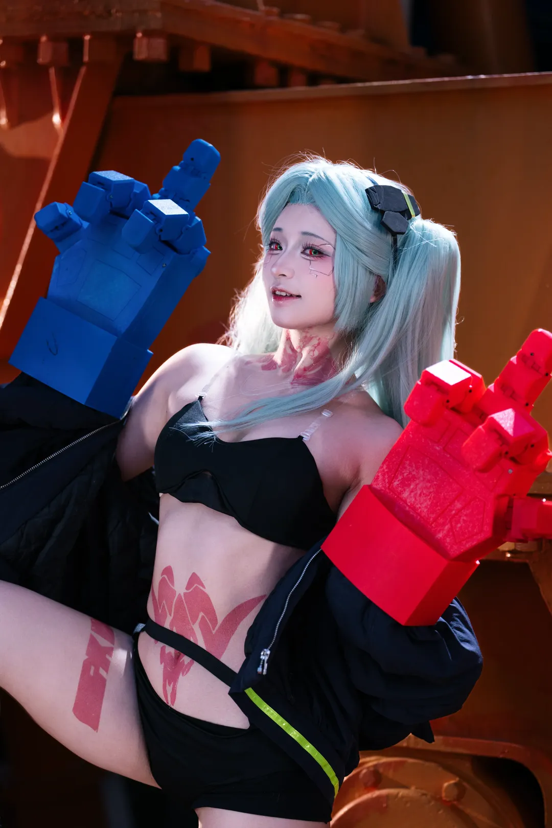 cosplay攝影, 工業風外景, 賽博朋克穿搭, 麗貝卡cos, 賽博朋克：邊緣行者