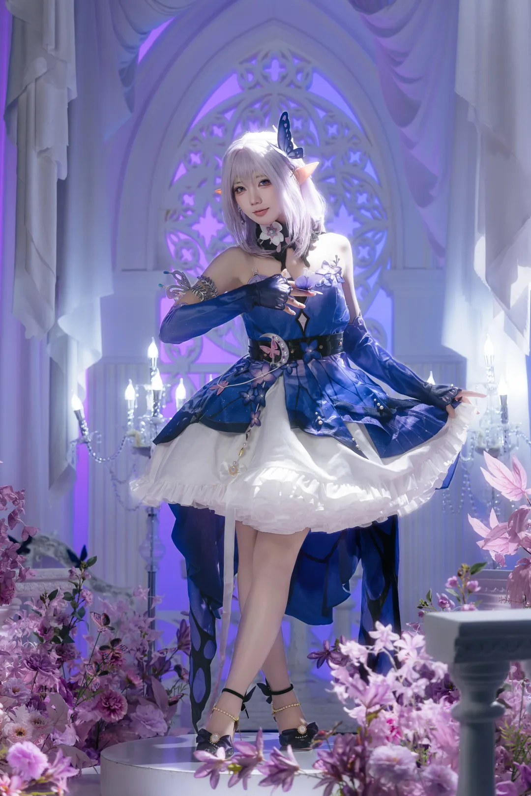 Anime-style photography, Honkai: Star Rail, Castorice cosplay, Butterflies dancing, Cosplay styling - Image 4