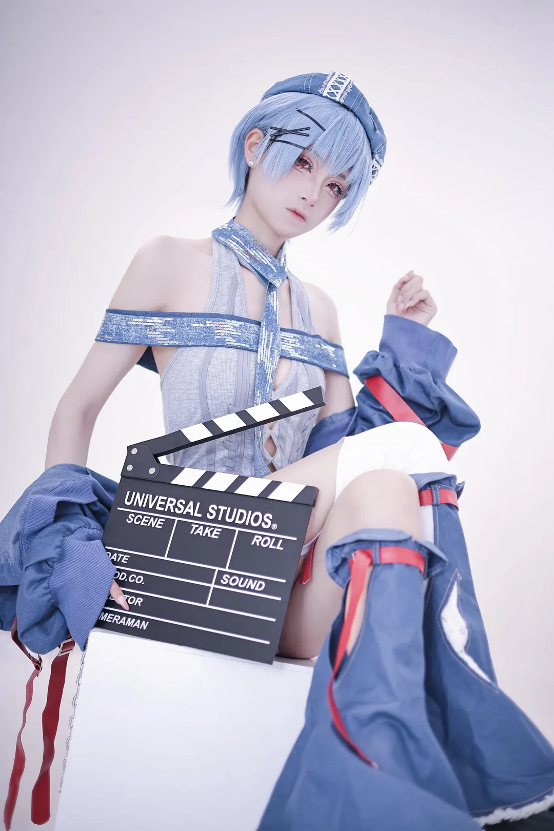绫波丽cos, EVA, 新世纪福音战士, 摇滚风cosplay, 摄影棚写真