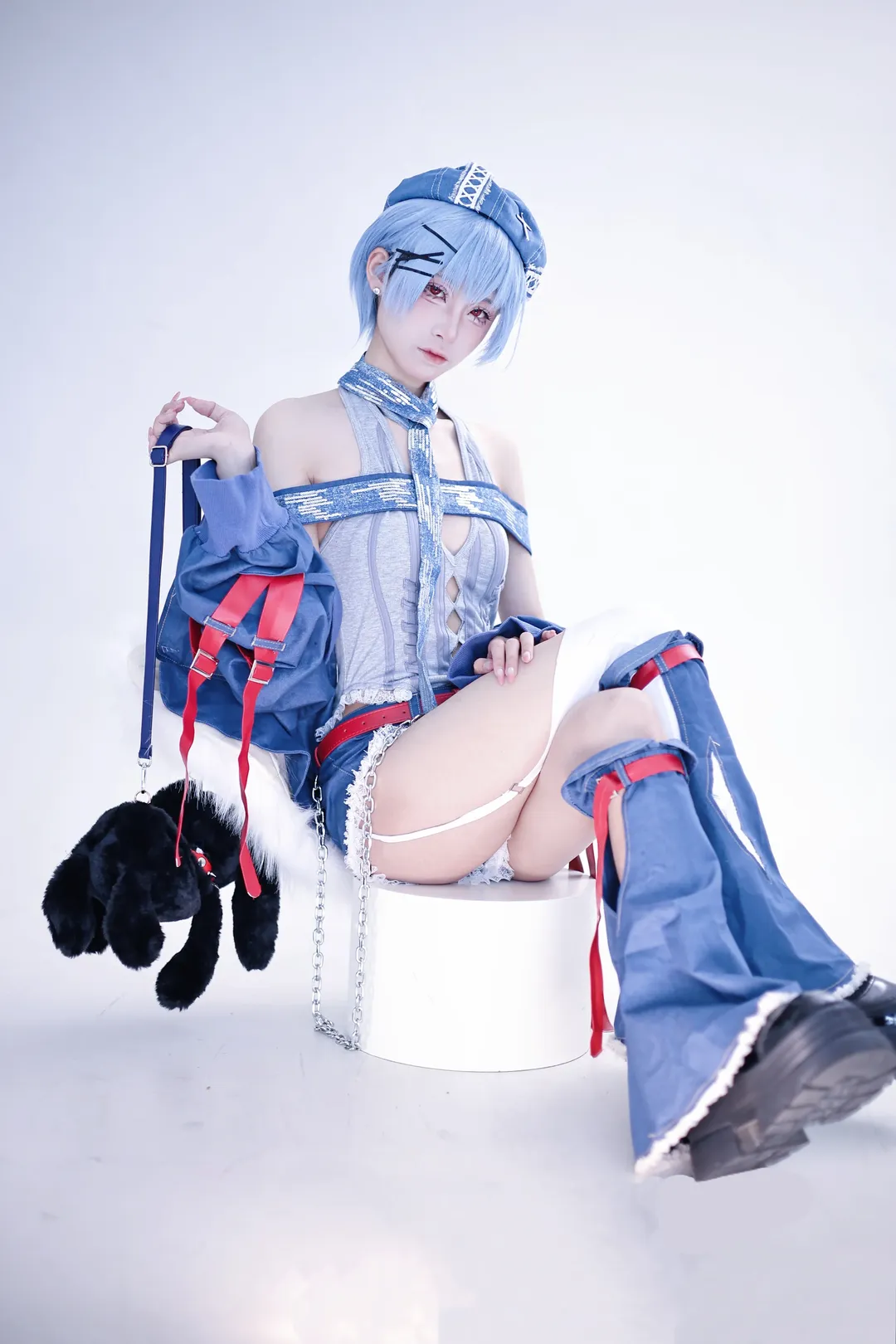 绫波丽cos, EVA, 新世纪福音战士, 摇滚风cosplay, 摄影棚写真 - 第3张