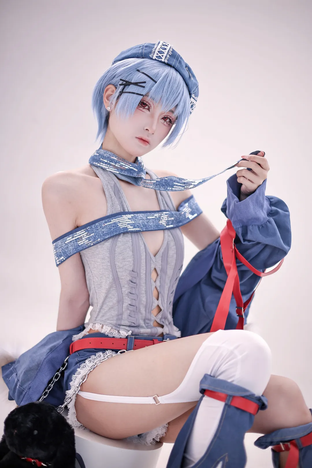 绫波丽cos, EVA, 新世纪福音战士, 摇滚风cosplay, 摄影棚写真 - 第4张