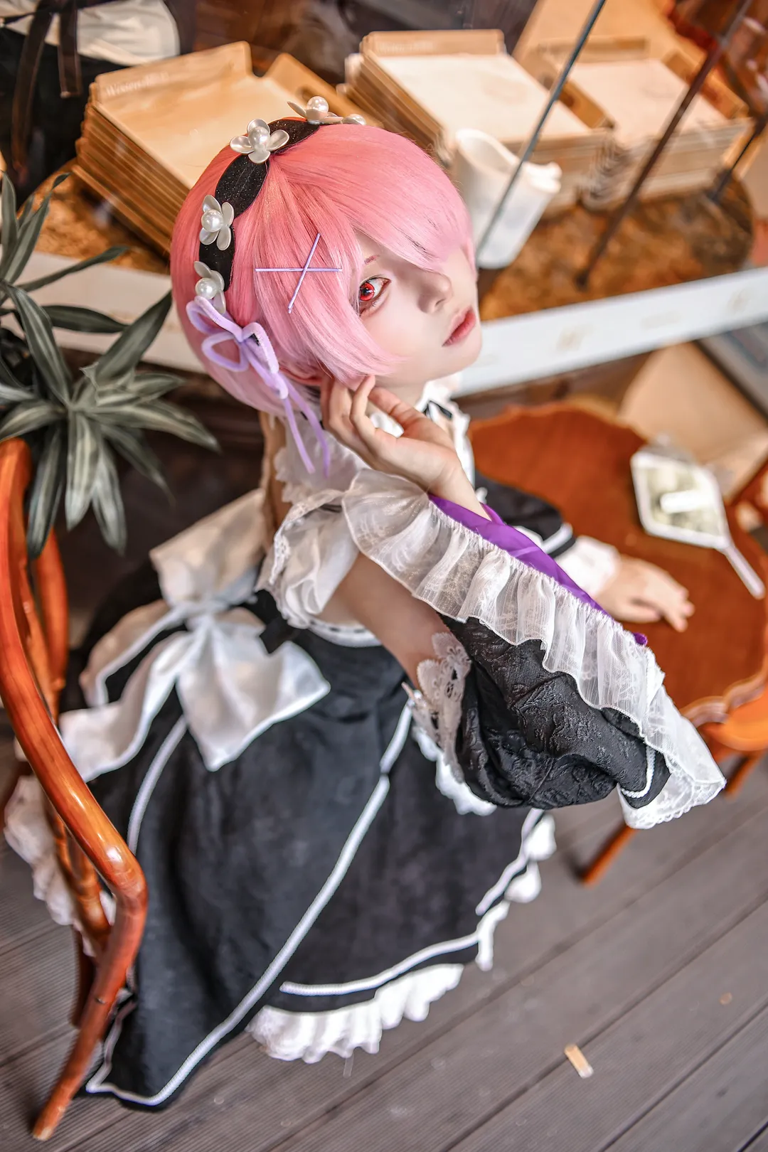 Roleplay, Maid outfit, Re:Zero − Starting Life in Another World, Cafe photoshoot, Ram cosplay - Image 1