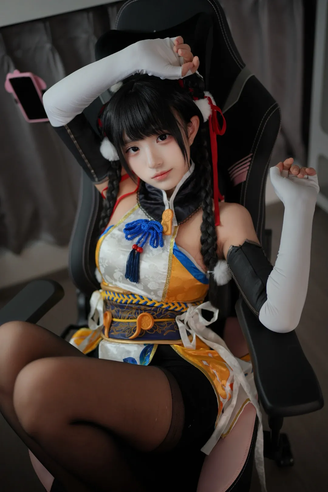NARAKA: BLADEPOINT, コスプレ撮影, 胡桃コスプレ, 黒タイツ コーデ, 獣耳スタイル - 3枚目