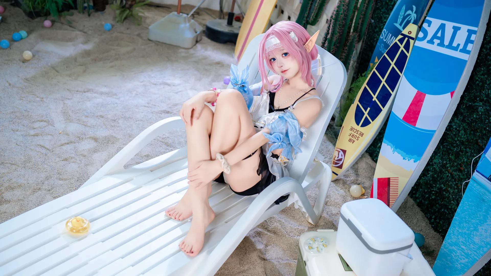 爱莉希雅cos, 崩坏3, 二次元cosplay, 夏日泳装, 精灵耳cosplay - 第3张