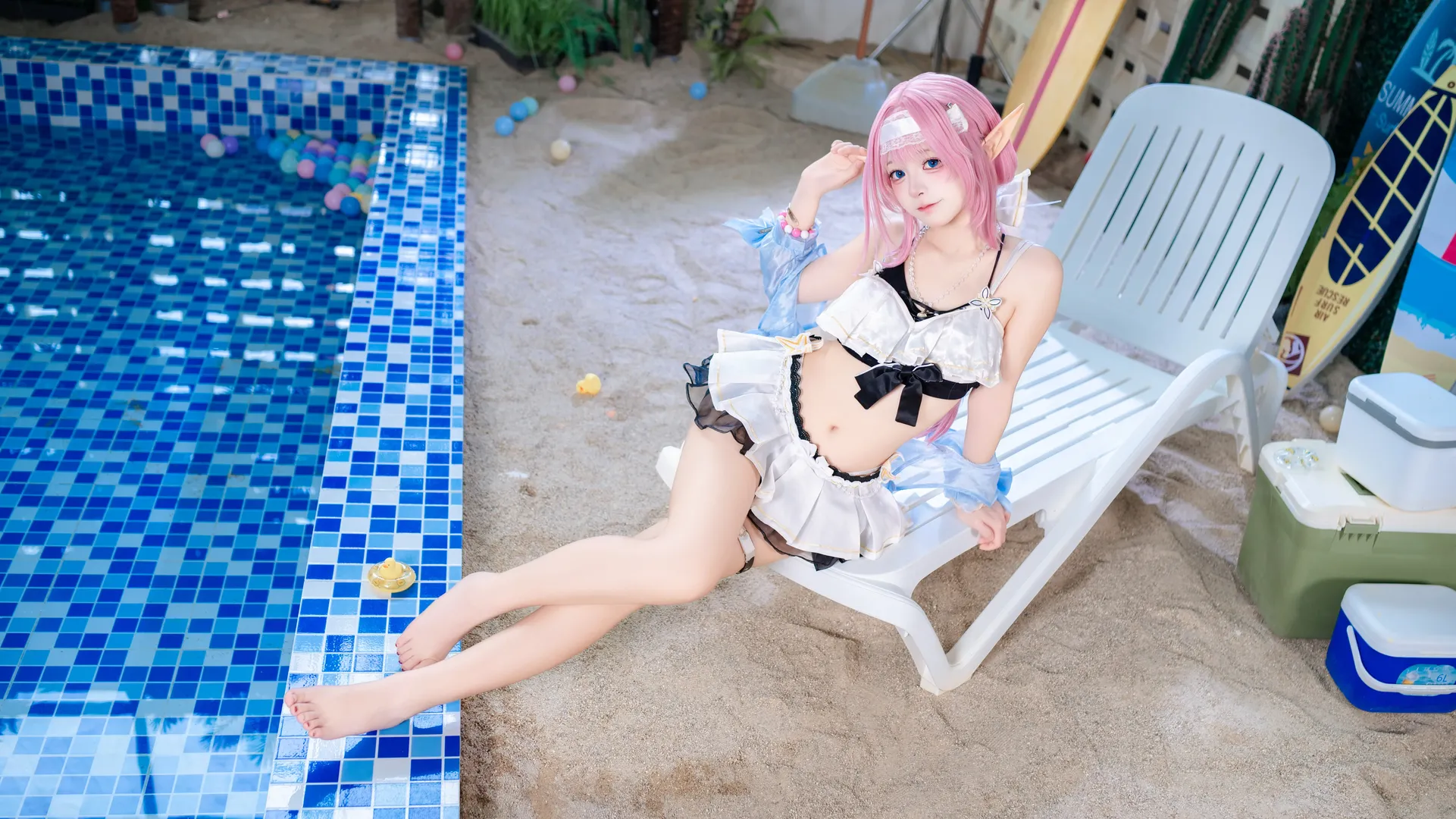 爱莉希雅cos, 崩坏3, 二次元cosplay, 夏日泳装, 精灵耳cosplay - 第5张