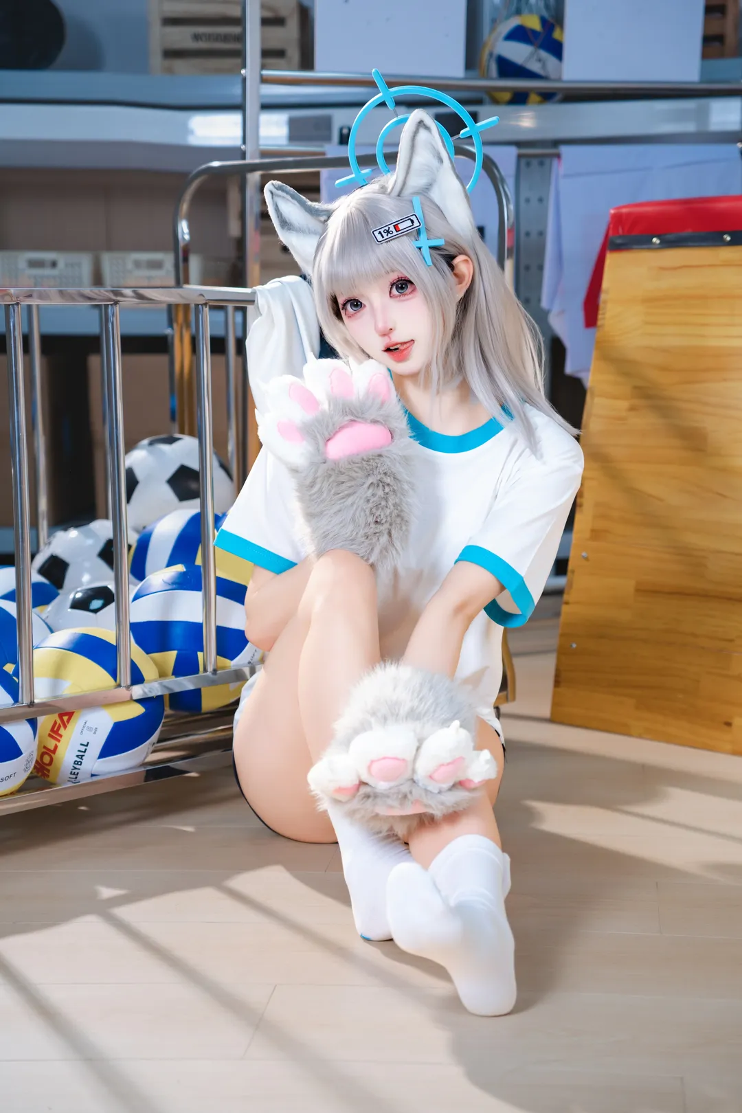 2次元少女, ブルーアーカイブ, 体操服コスプレ, スポーツスタイル写真, シロコ コスプレ - 3枚目