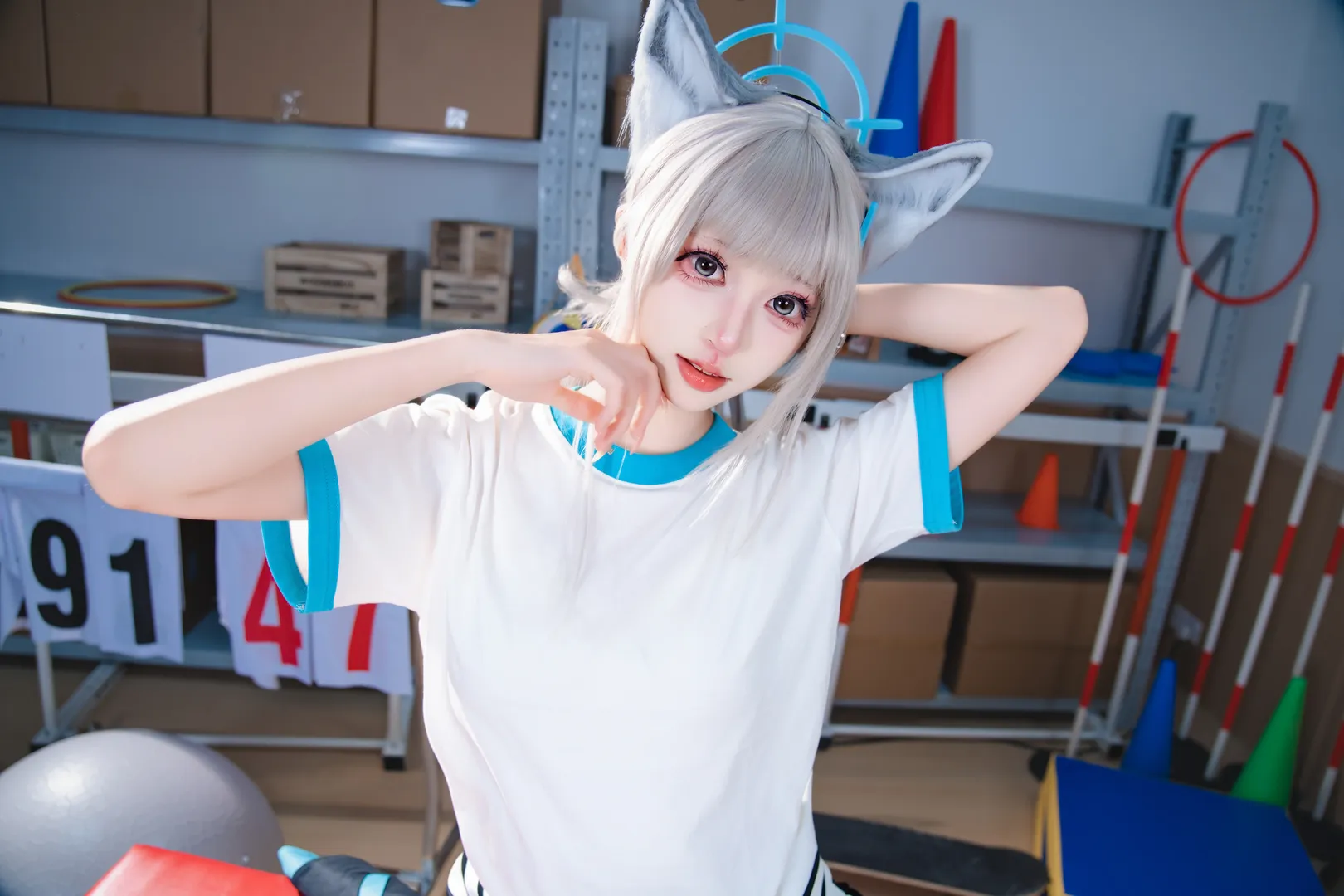 ブルーアーカイブ, 二次元コスプレ, 伊落マリー コスプレ, 体操服コスプレ, キャンパス風写真 - 2枚目