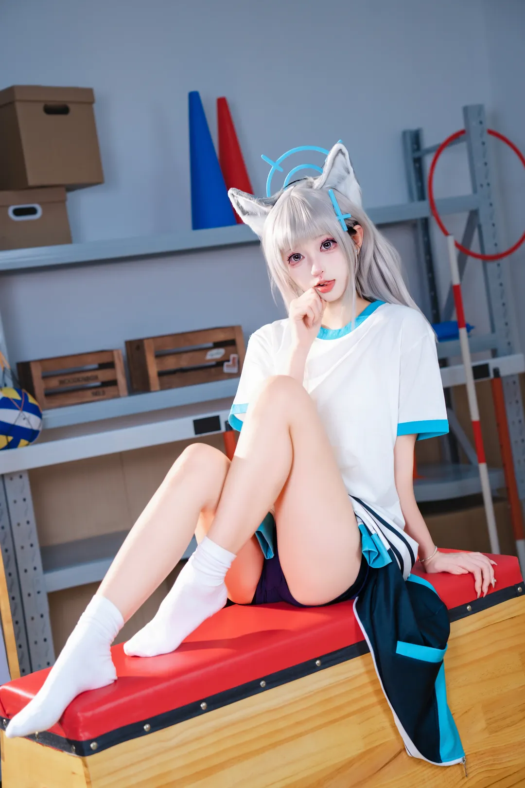 ブルーアーカイブ, 二次元コスプレ, 伊落マリー コスプレ, 体操服コスプレ, キャンパス風写真 - 4枚目