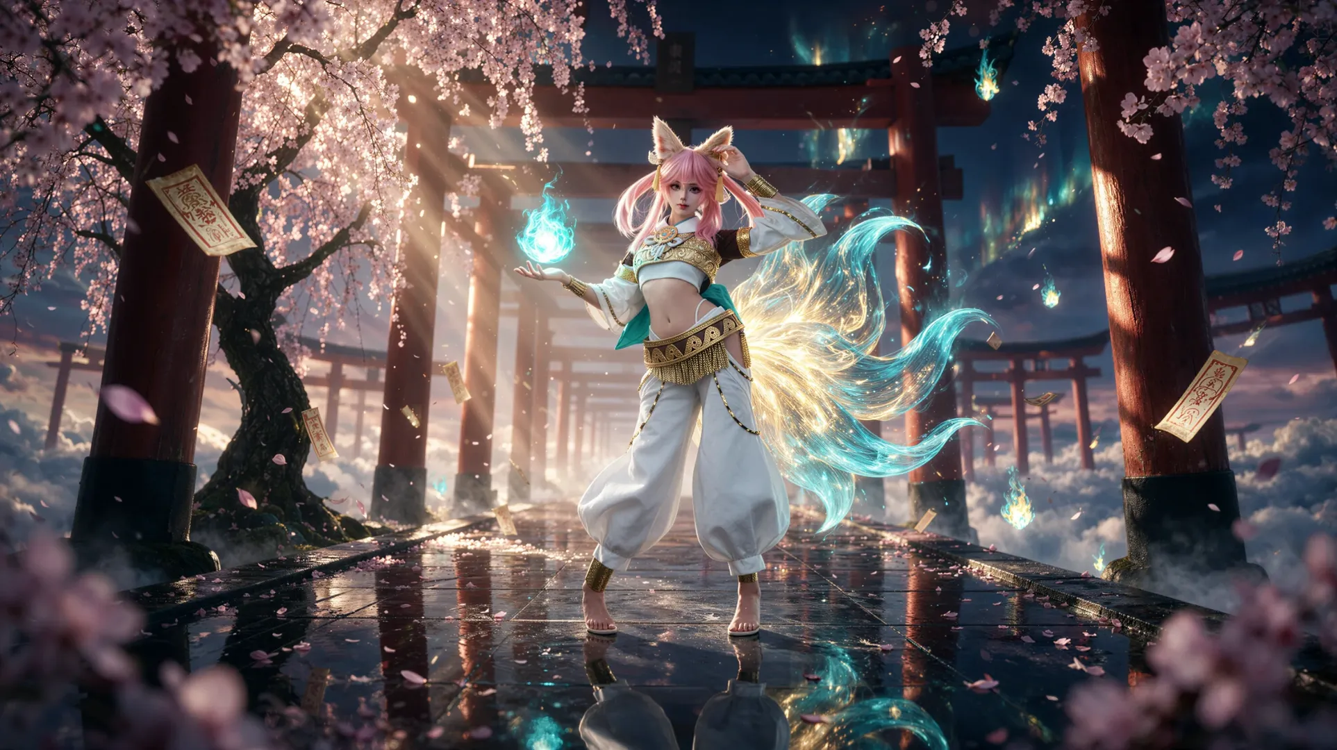 二次元摄影, Fate/Grand Order, 玉藻前cos, 神社风, 狐耳Cosplay - 第1张
