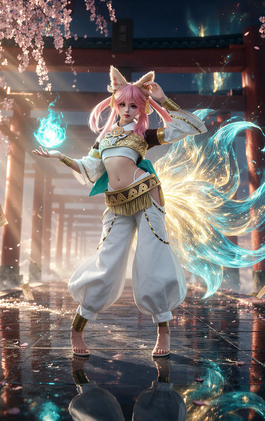 二次元摄影, Fate/Grand Order, 玉藻前cos, 神社风, 狐耳Cosplay