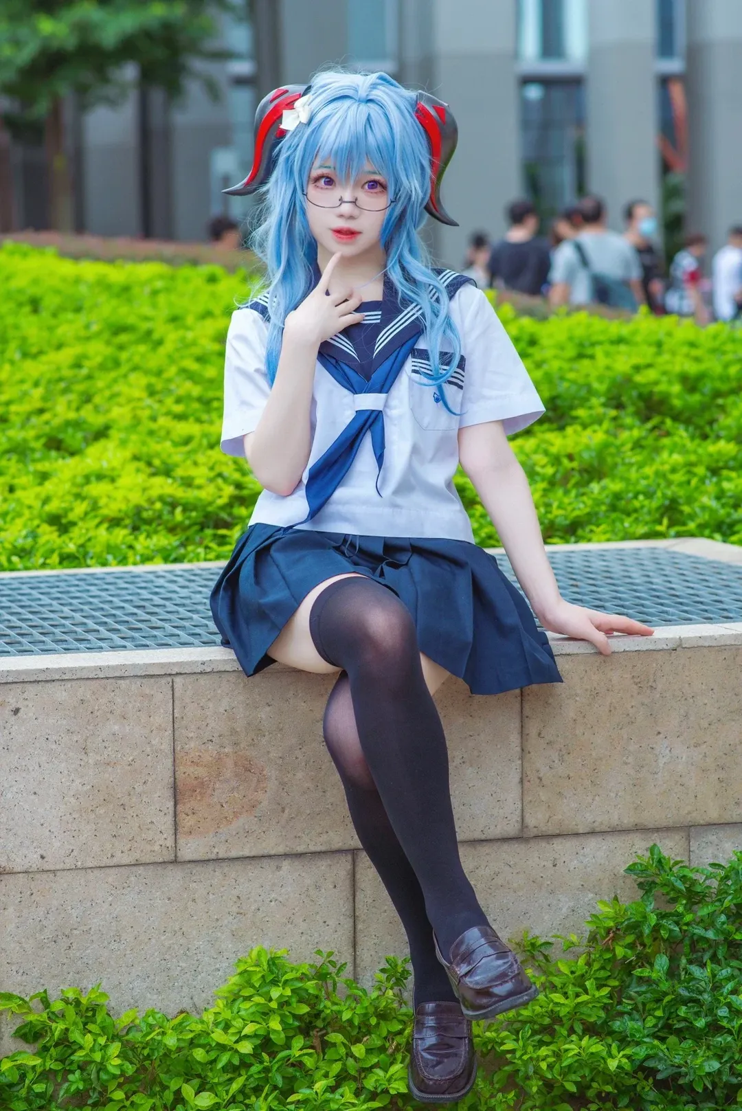 原神, 甘雨 コスプレ, イベント写真, 黒タイツ コーデ, 絶対領域 - 1枚目