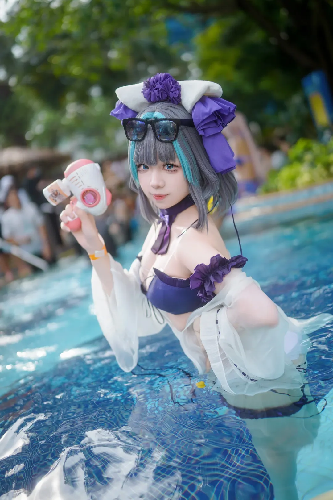 柴郡cos, 碧蓝航线, 长隆水上乐园, 漫展返图, 泳装cosplay