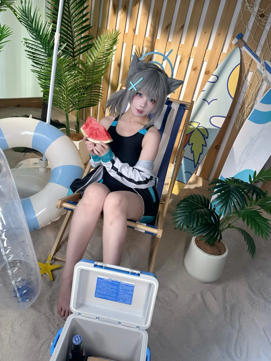 蔚蓝档案, Cosplay摄影, 砂狼白子cos, 夏日泳装, 沙滩外景棚拍 - 第2张