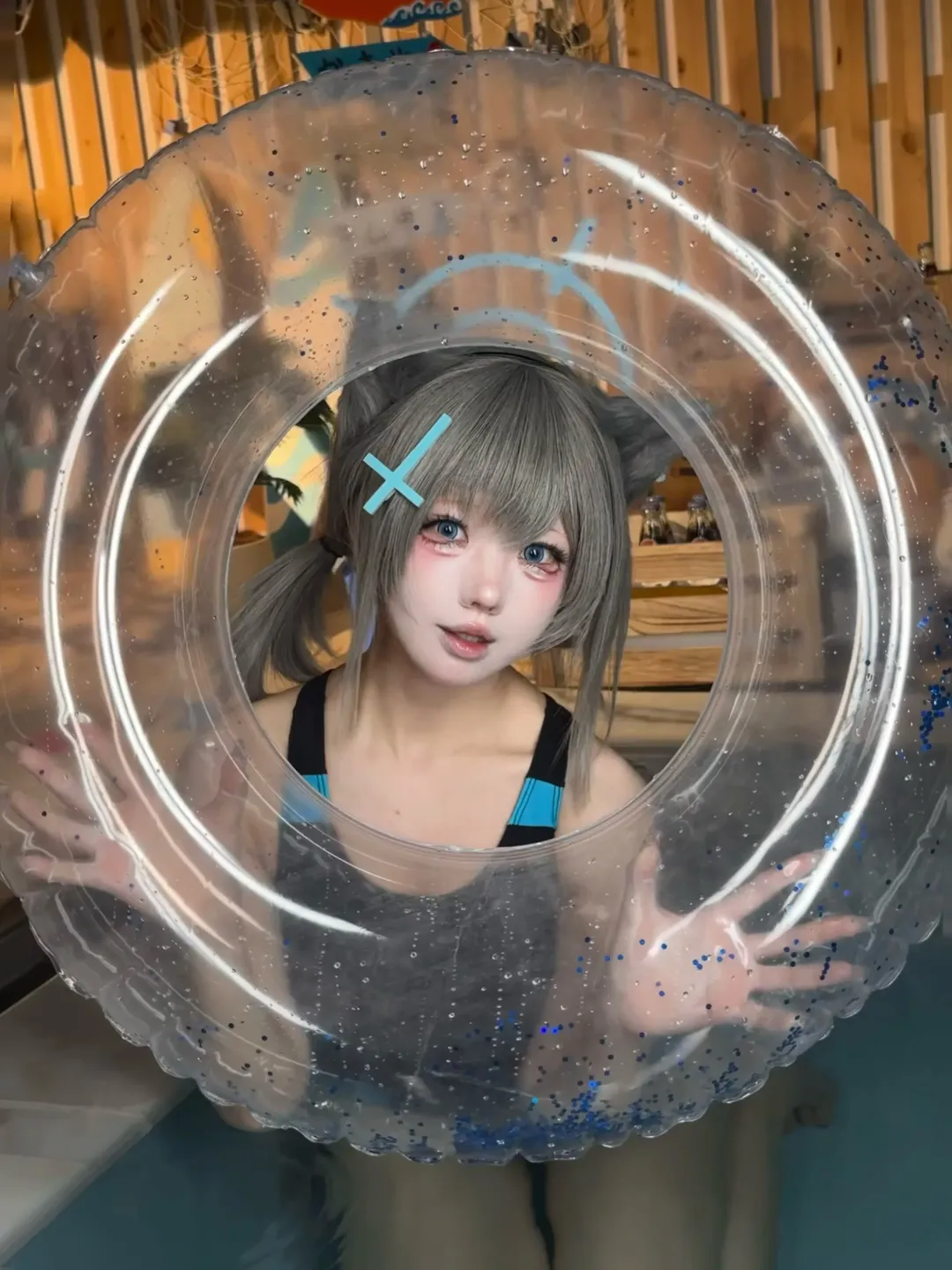 二次元少女, 碧蓝档案, 泳装cosplay, 砂狼白子cos, 夏日水着 - 第3张