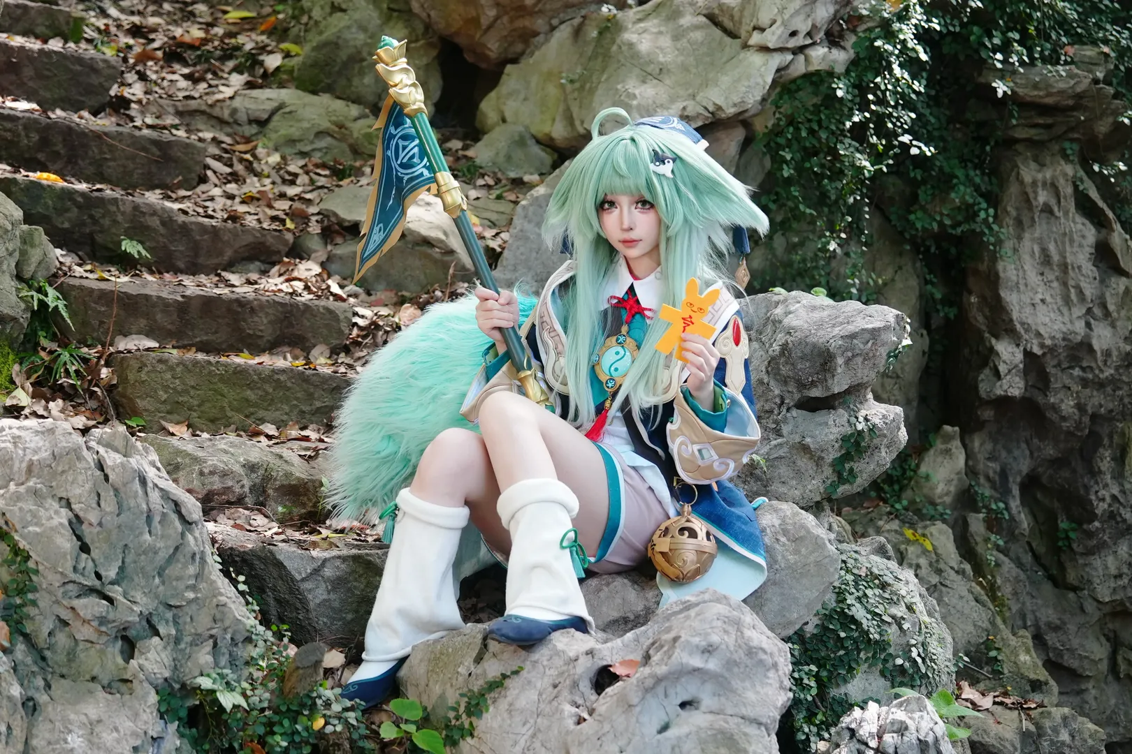 Honkai: Star Rail, Outdoor cosplay, Huohuo cosplay, Forest photography, Chinese-style Xianxia