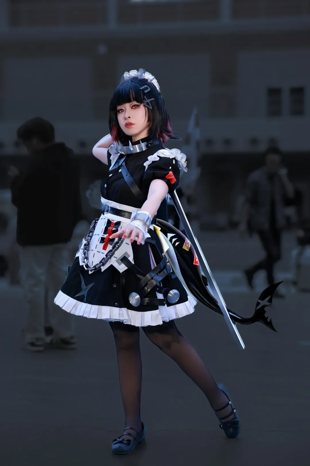 ゼンレスゾーンゼロ, イベント写真, 二次元コスプレ, サメちゃんコスプレ, 黒ストッキングメイドコスプレ