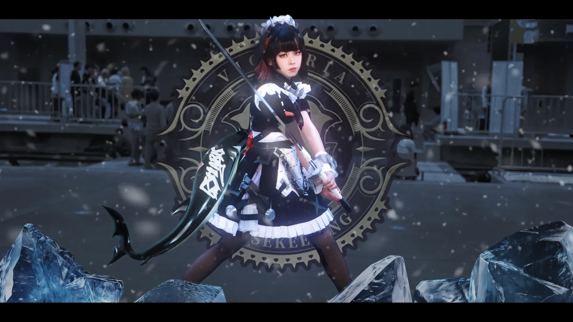 ゼンレスゾーンゼロ, イベント写真, 二次元コスプレ, サメちゃんコスプレ, 黒ストッキングメイドコスプレ - 2枚目