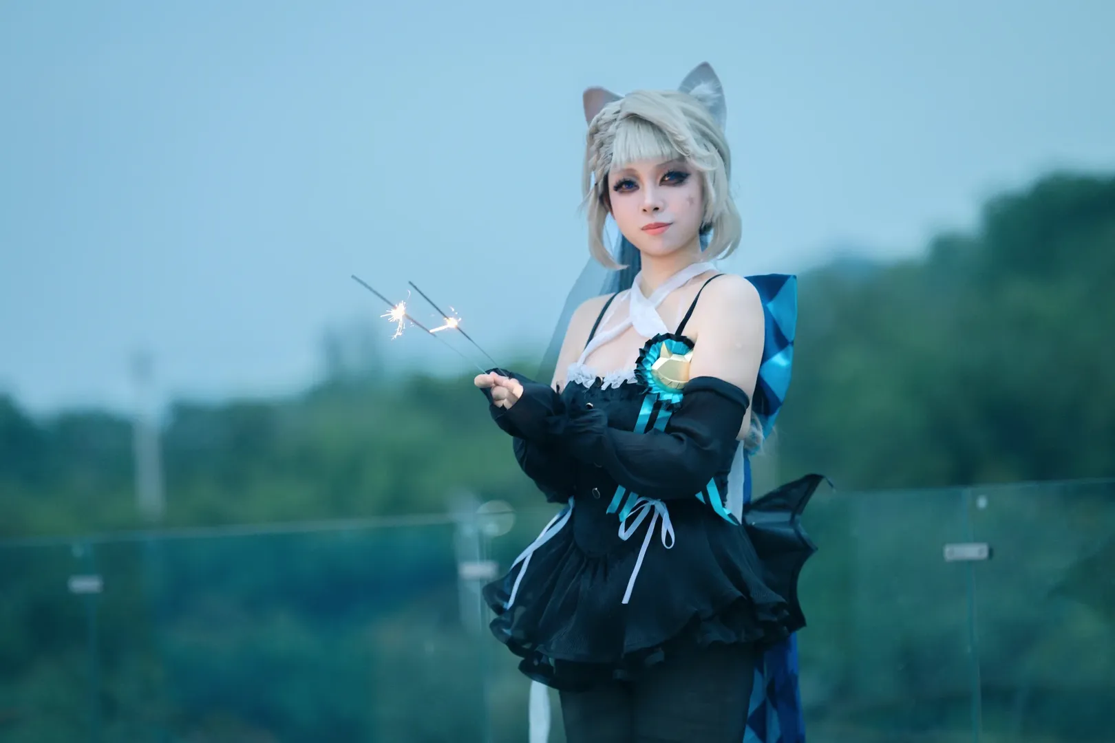 原神, 琳妮特cos, 泳装cosplay, 黑丝cos, 原神私设cos - 第2张