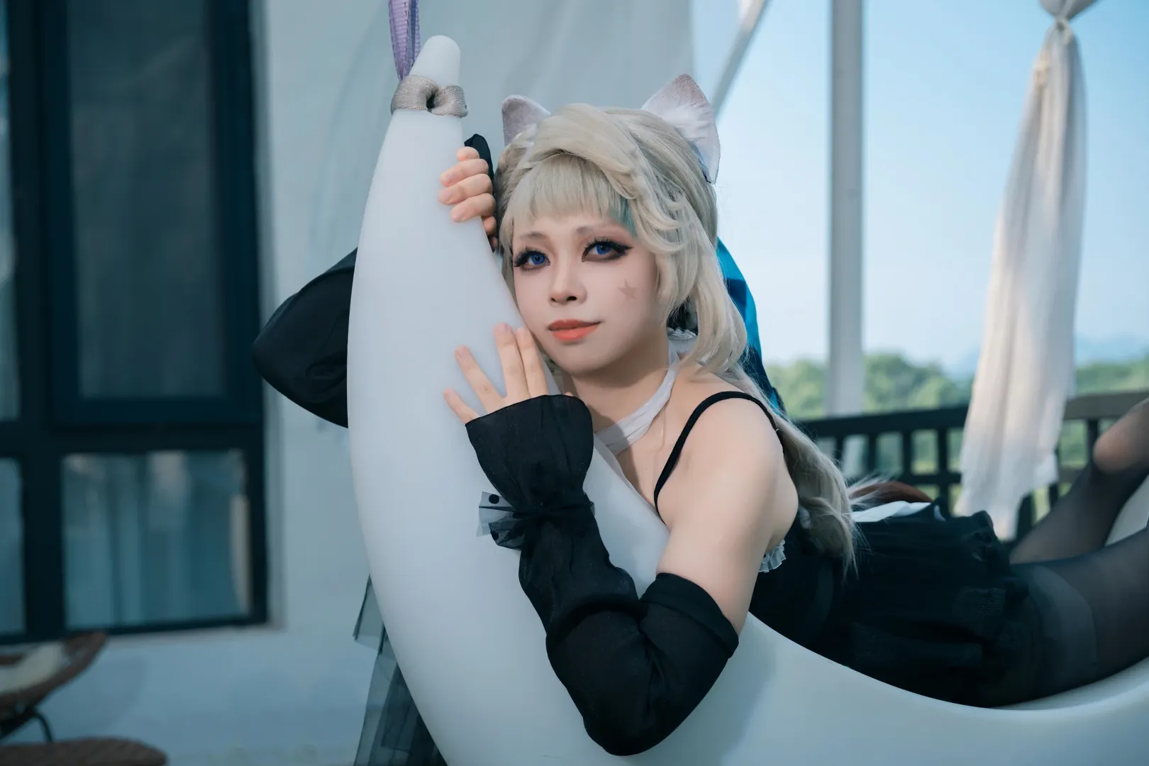 原神, 琳妮特cos, 泳装cosplay, 黑丝cos, 原神私设cos - 第5张