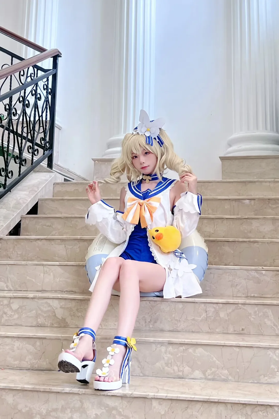 原神, 二次元少女, 芭芭拉cos, cosplay摄影, 夏日水手服cos