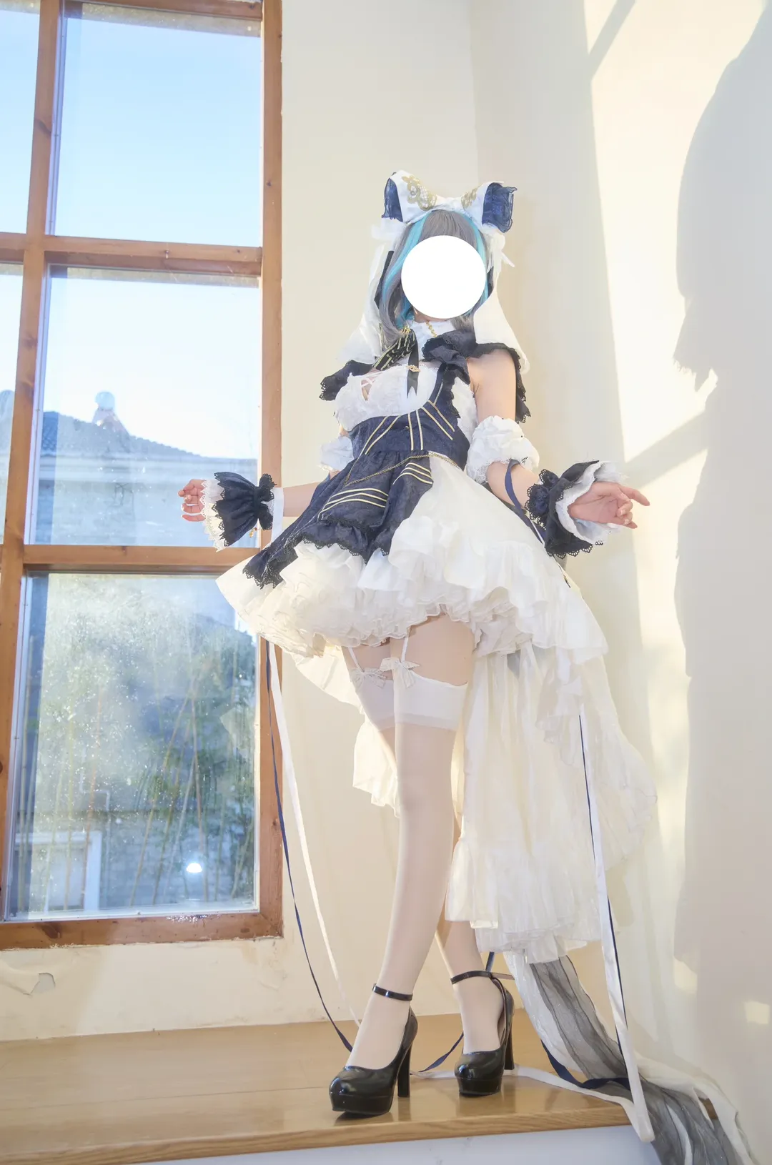 柴郡cos, 碧蓝航线, 女仆装, 室内写真, 白丝 - 第3张