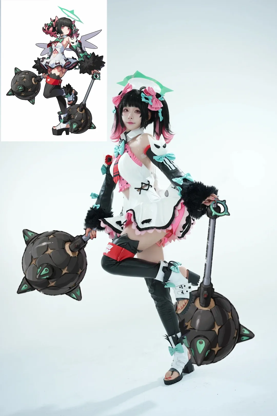 Zenless Zone Zero, Nangong Yu cosplay, Cosplay props, White background studio shoot, Black leg sleeves cosplay - Image 1