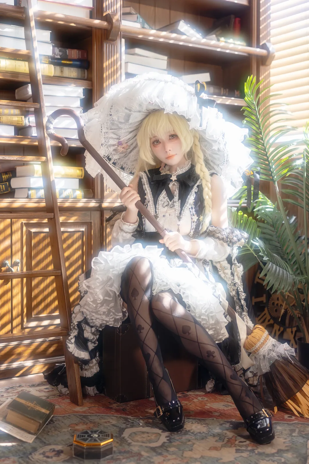 东方project, 魔理沙cos, 魔女二设, 黑白女巫风, 网纹丝袜 - 第10张