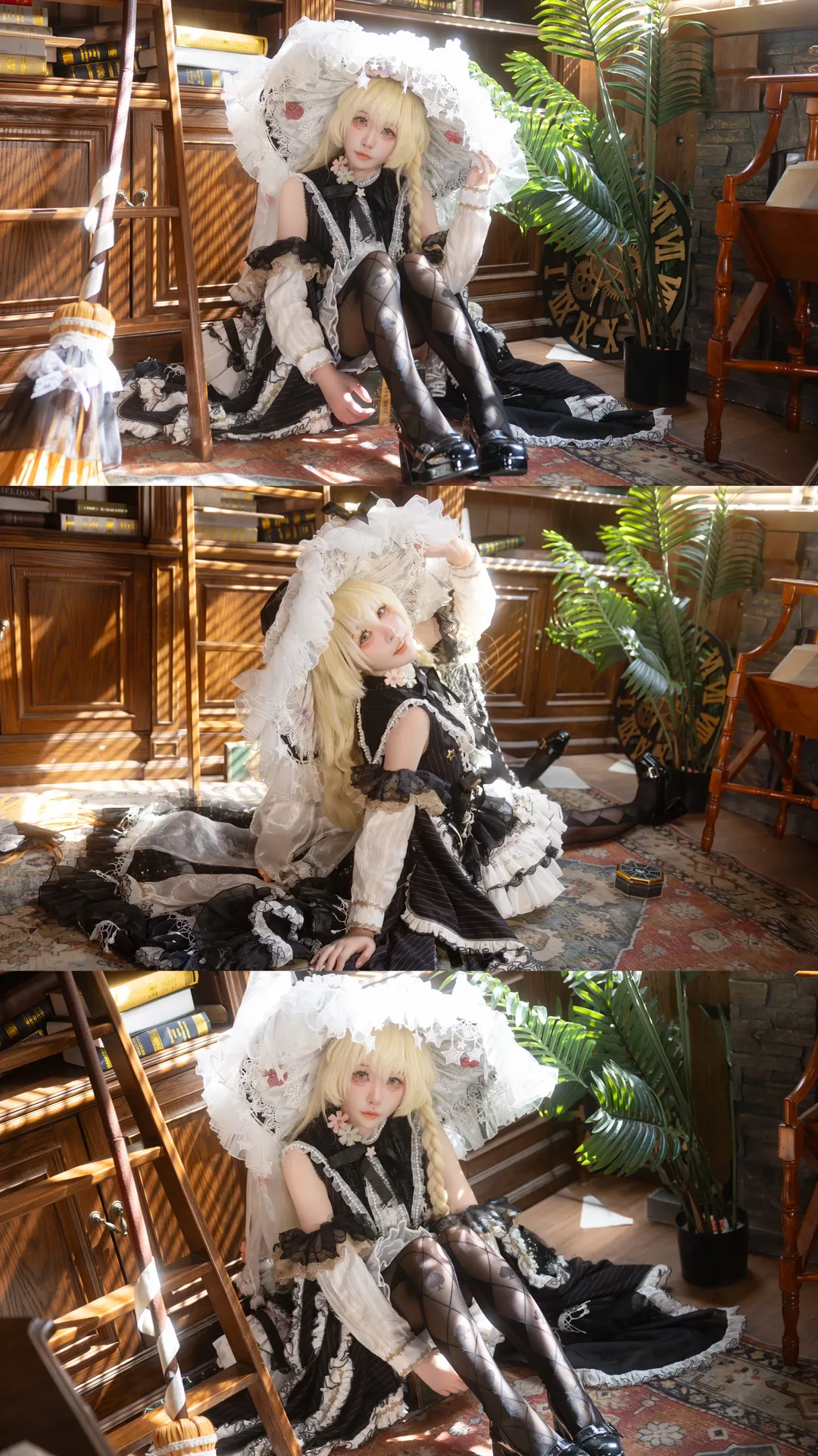 东方project, 魔理沙cos, 魔女二设, 黑白女巫风, 网纹丝袜 - 第12张