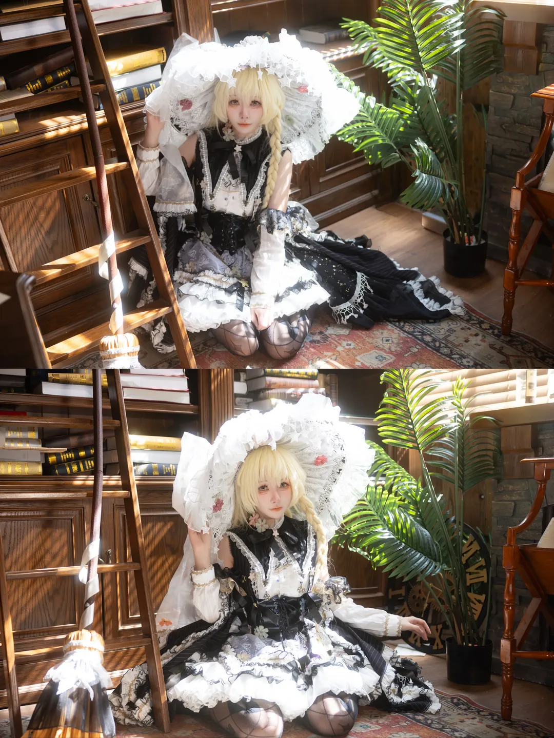 东方project, 魔理沙cos, 魔女二设, 黑白女巫风, 网纹丝袜 - 第14张