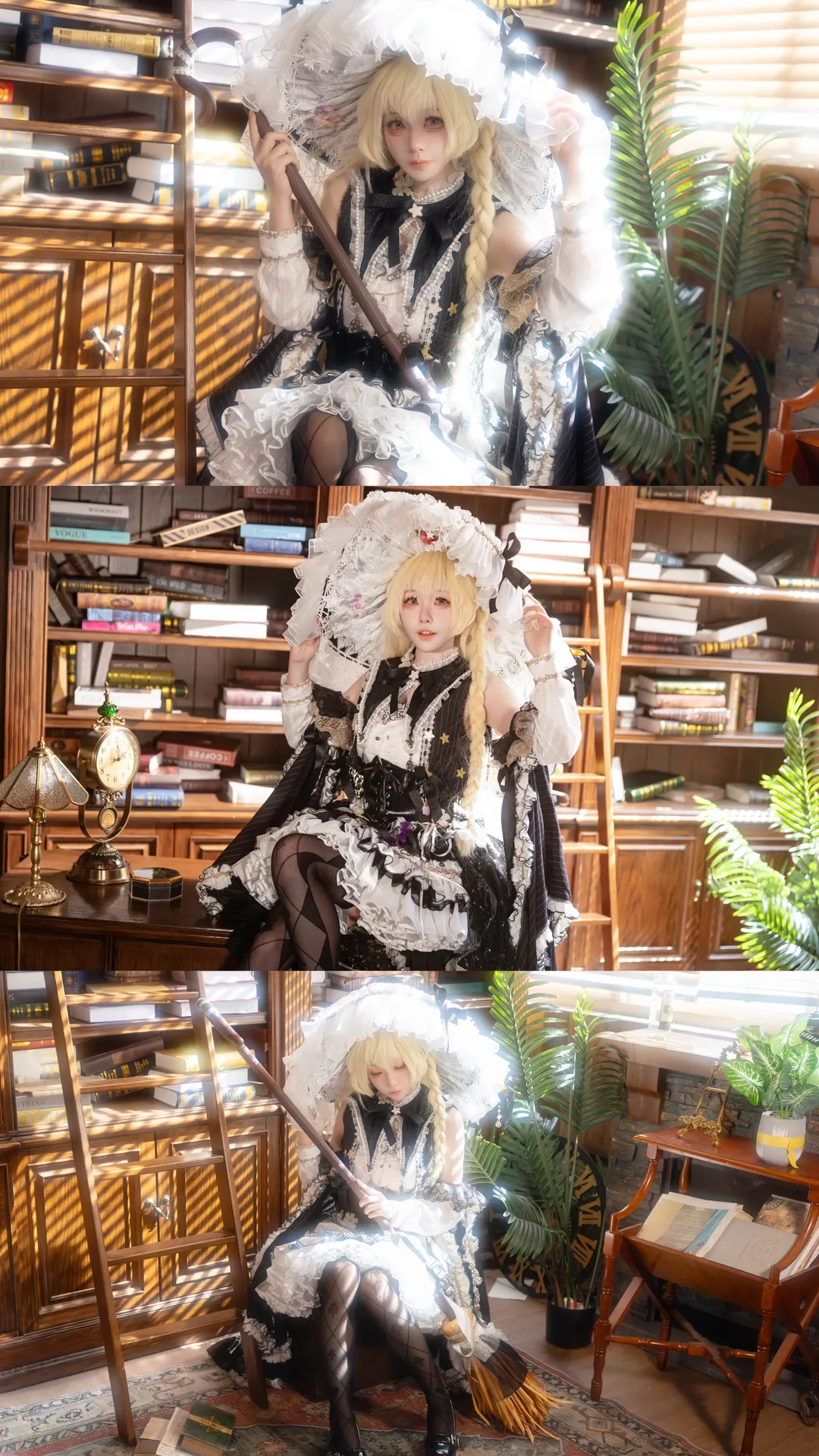 东方project, 魔理沙cos, 魔女二设, 黑白女巫风, 网纹丝袜 - 第16张