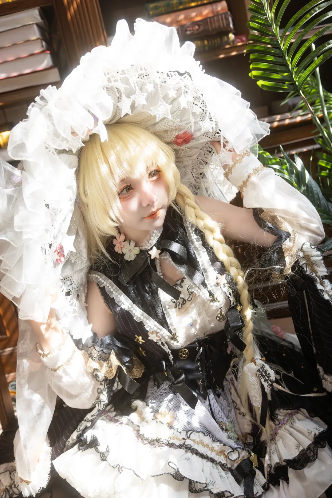 东方project, 魔理沙cos, 魔女二设, 黑白女巫风, 网纹丝袜 - 第5张